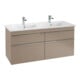 V&B Meuble double vasque VENTICELLO 130x50cm, 2 BL, avec trop-plein, blanc