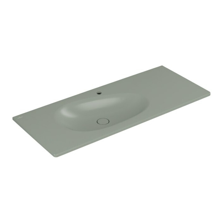 V&B Meuble-lavabo Antao 120x50 cm, chêne, 1 tiroir, sans robinetterie, gris mat C+