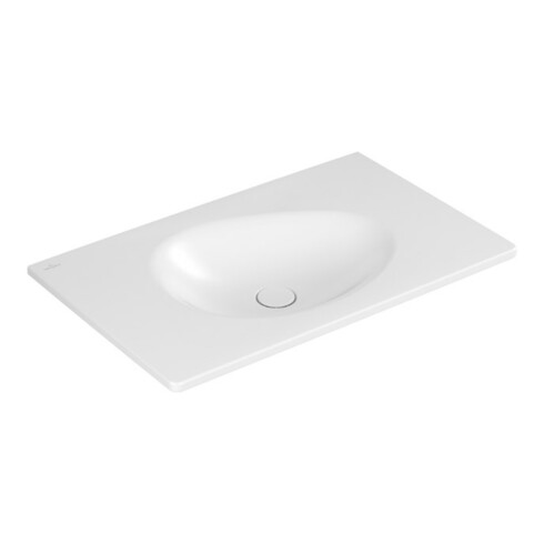 V&B Meuble-lavabo Antao 80x50 cm, angle, sans trop-plein, blanc pierre C-plus