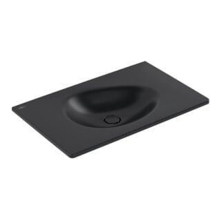 V&B Meuble-lavabo Antao 80x50 cm, angle, sans trop-plein, noir pur C-plus