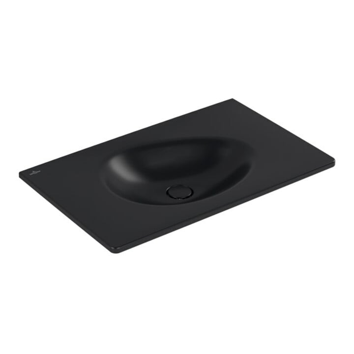 V&B Meuble-lavabo Antao 80x50 cm, angle, sans trop-plein, noir pur C-plus