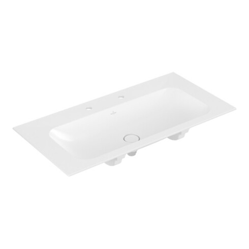 V&B Meuble-lavabo Finion 100x50 cm, 2 trous, sans trop-plein, blanc pierre C+