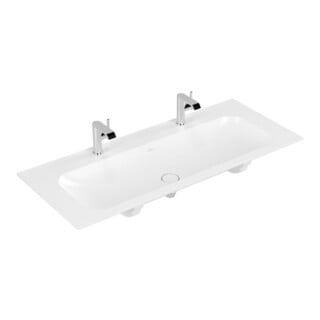 V&B Meuble lavabo Finion 120x50, 2 trous, sans trop-plein, blanc pierre C+