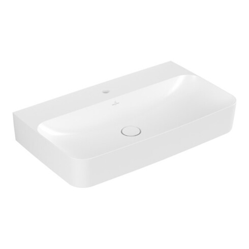 V&B Meuble lavabo Finion 80x47cm, avec trou robinet, vidage en haut, siphon, blanc C+