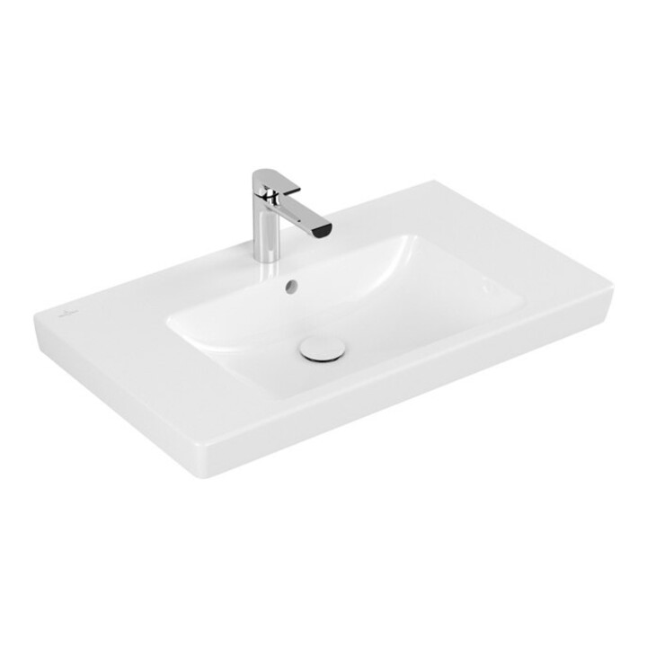 V&B Meuble-lavabo Subway 2.0 80x47cm, blanc C+, avec trou de robinet, trop-plein