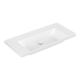 V&B Meuble-lavabo Subway 3.0 100x47cm, angle, sans robinetterie, blanc C-plus