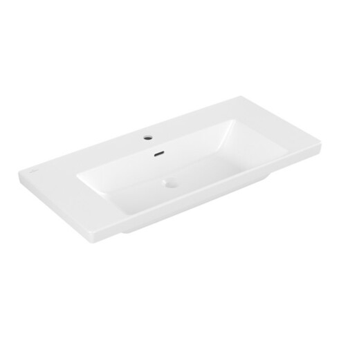 V&B Meuble-lavabo Subway 3.0 100x47cm, chêne, 1 tiroir/avec siphon, blanc brillant C+