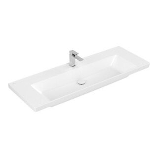 V&B Meuble-lavabo Subway 3.0 130x47 cm, angle, avec 1 tiroir HL/o ÜL, blanc mat C+