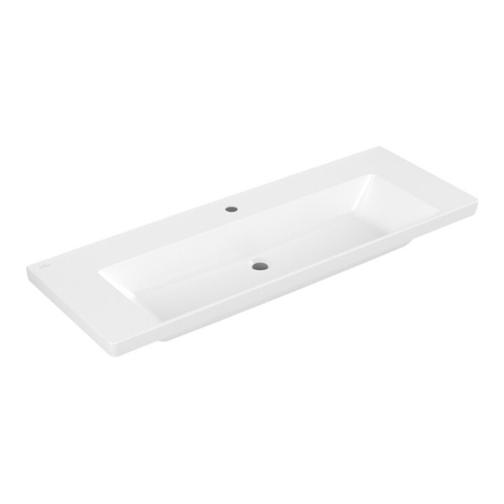 V&B Meuble-lavabo Subway 3.0 130x47 cm, angle, avec 1 tiroir HL/o ÜL, blanc mat C+