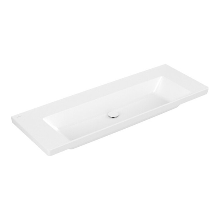 V&B Meuble-lavabo Subway 3.0 130x47cm, angle, sans robinetterie, blanc mat C+