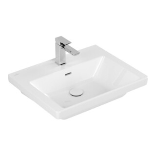 V&B Meuble-lavabo Subway 3.0 60x47cm, angle, avec 1 tiroir/avec plan, blanc C-plus