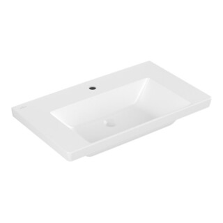 V&B Meuble-lavabo Subway 3.0 80x47cm, angle, avec 1 tiroir/1 porte, blanc brillant C+