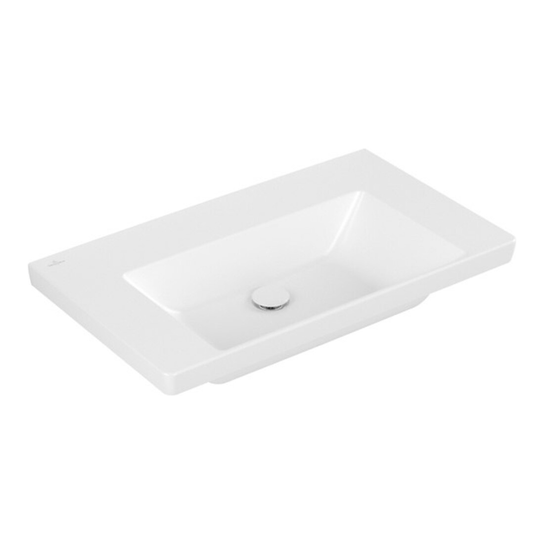 V&B Meuble-lavabo Subway 3.0 80x47cm, angle, sans robinetterie, blanc brillant C+