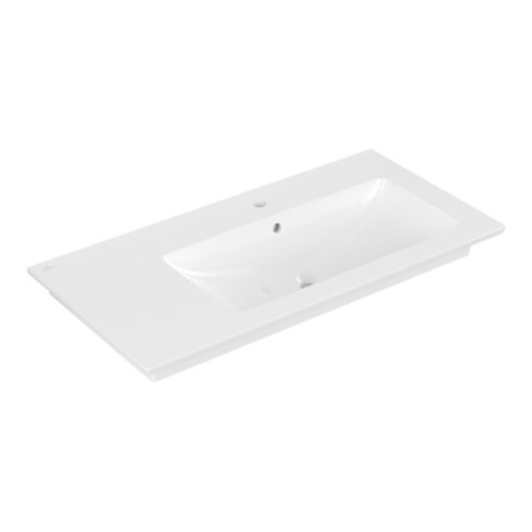 V&B Meuble lavabo VENTICELLO 100x50cm, avec mitigeur haut, avec trop-plein, droite, blanc C-plus