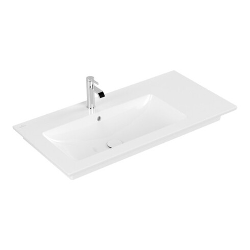 V&B Meuble lavabo VENTICELLO 100x50cm, c mitigeur, c trop-plein, gauche, blanc C-plus