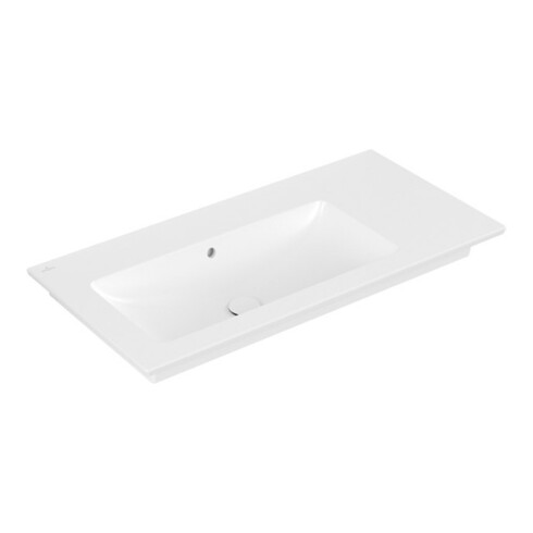 V&B Meuble lavabo VENTICELLO 100x50cm, sans robinet, avec trop-plein, gauche, blanc brillant C+