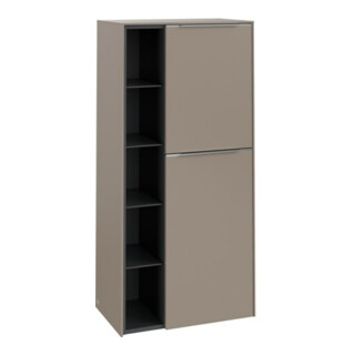 V&B Meuble moyen Subway 3.0 57,4x120x36,2cm, Porte droite/Poignée alu brillant, Taupe