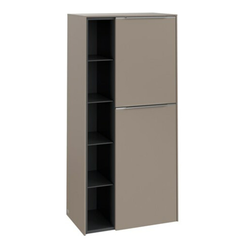 V&B Meuble moyen Subway 3.0 57,4x120x36,2cm, Porte droite/Poignée alu brillant, Taupe