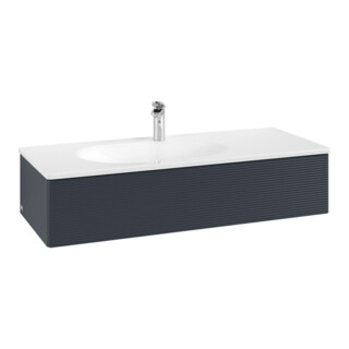 V&B Meuble sous lavabo Antao 118,8x25,6x49,3 cm, avec éclairage tiroir, façade, bleu mat avec laque