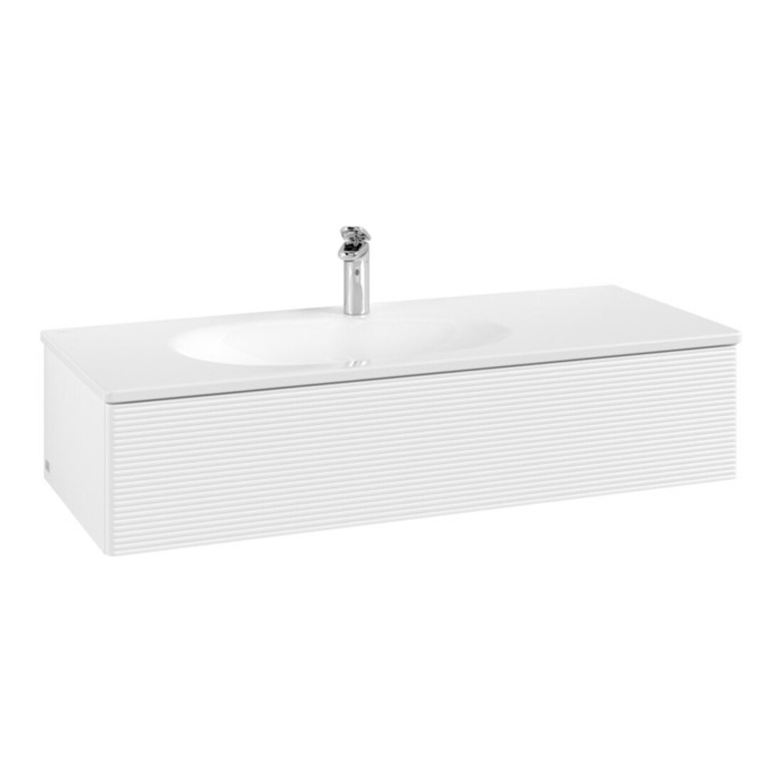 V&B Meuble sous lavabo Antao 118,8x25,6x49,3cm, avec éclairage tiroir, blanc, avec laque