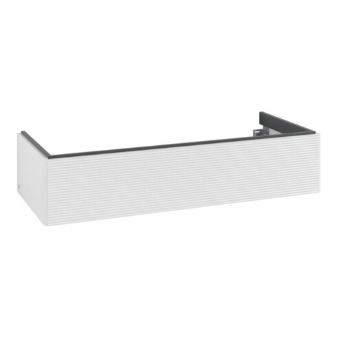 V&B Meuble sous-lavabo Antao 118,8x25,6x49,3cm, avec éclairage tiroir, façade blanc brillant lacqué