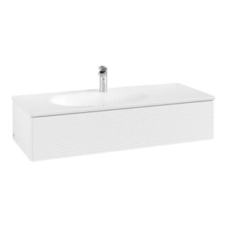 V&B Meuble sous lavabo Antao 118,8x25,6x49,3cm, avec façade, blanc laqué