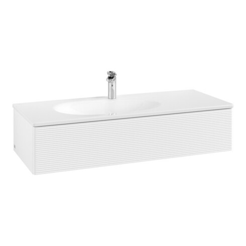 V&B Meuble sous lavabo Antao 118,8x25,6x49,3cm, avec façade, blanc laqué