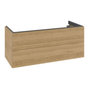 V&B Meuble sous lavabo Antao 118,8x50,4x49,3 cm, avec éclairage, chêne miel, avec façade
