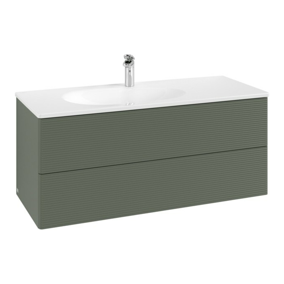 V&B Meuble sous lavabo Antao 118,8x50,4x49,3 cm, avec façade, vert feuille, avec poignée