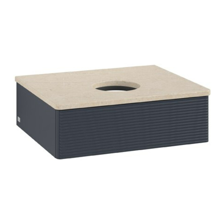 V&B Meuble sous-lavabo Antao 60x19x50 cm, WBP botti., avec façade structurée, bleu mat avec laque