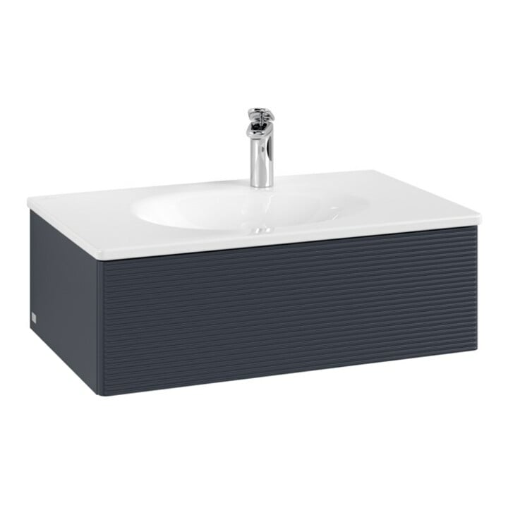 V&B Meuble sous-lavabo Antao 78,8x25,6x49,6 cm, avec éclairage tiroir, avec façade, bleu avec laque