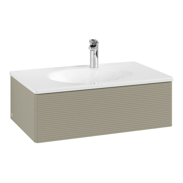 V&B Meuble sous-lavabo Antao 78,8x25,6x49,6 cm, avec éclairage tiroir, façade, gris mat avec laque