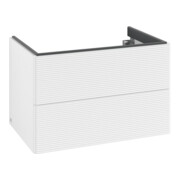 V&B Meuble sous-lavabo Antao 79x50x50 cm, éclairage tiroir, façade structurée, blanc mat laqué