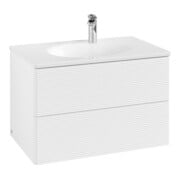 V&B Meuble sous-lavabo Antao 79x50x50 cm, éclairage tiroir, façade structurée, blanc mat laqué-3