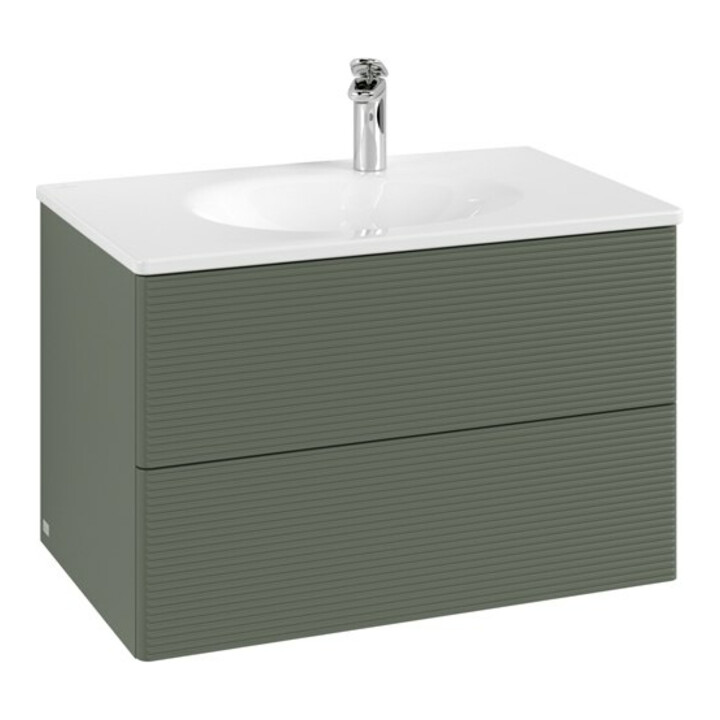 V&B Meuble sous-lavabo Antao 79x50x50 cm, éclairage tiroir, façade structurée, lea gre. m Lac