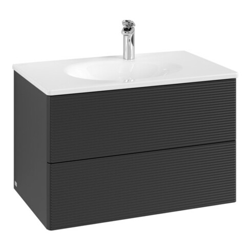 V&B Meuble sous-lavabo Antao 79x50x50cm, éclairage tiroir, structure de façade, bleu mat laqué