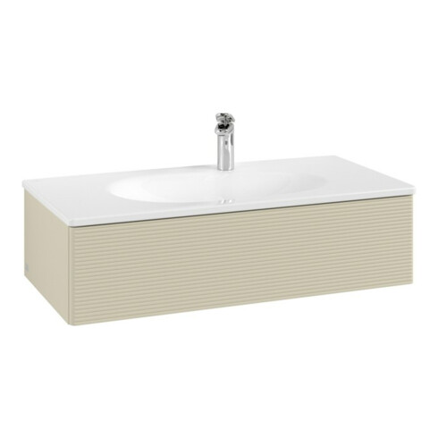 V&B Meuble sous lavabo Antao 98,8x25,6x49,3 cm, avec éclairage, façade gris mat laqué