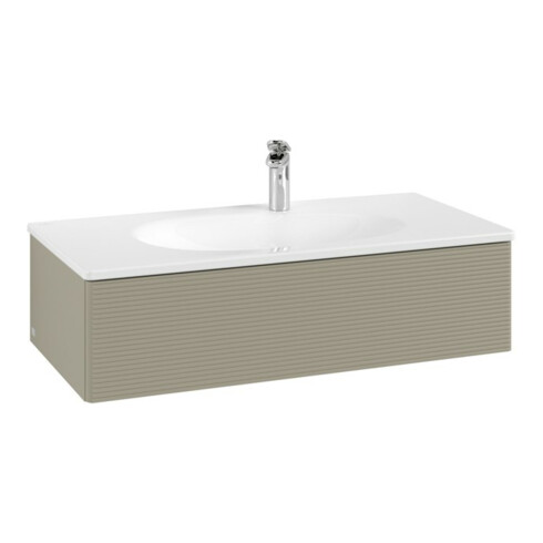 V&B Meuble sous-lavabo Antao 98,8x25,6x49,3cm, avec façade, gris mat avec laque