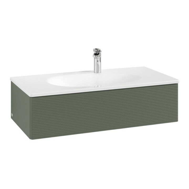V&B Meuble sous lavabo Antao 98,8x25,6x49,3cm, vert feuille, avec laque