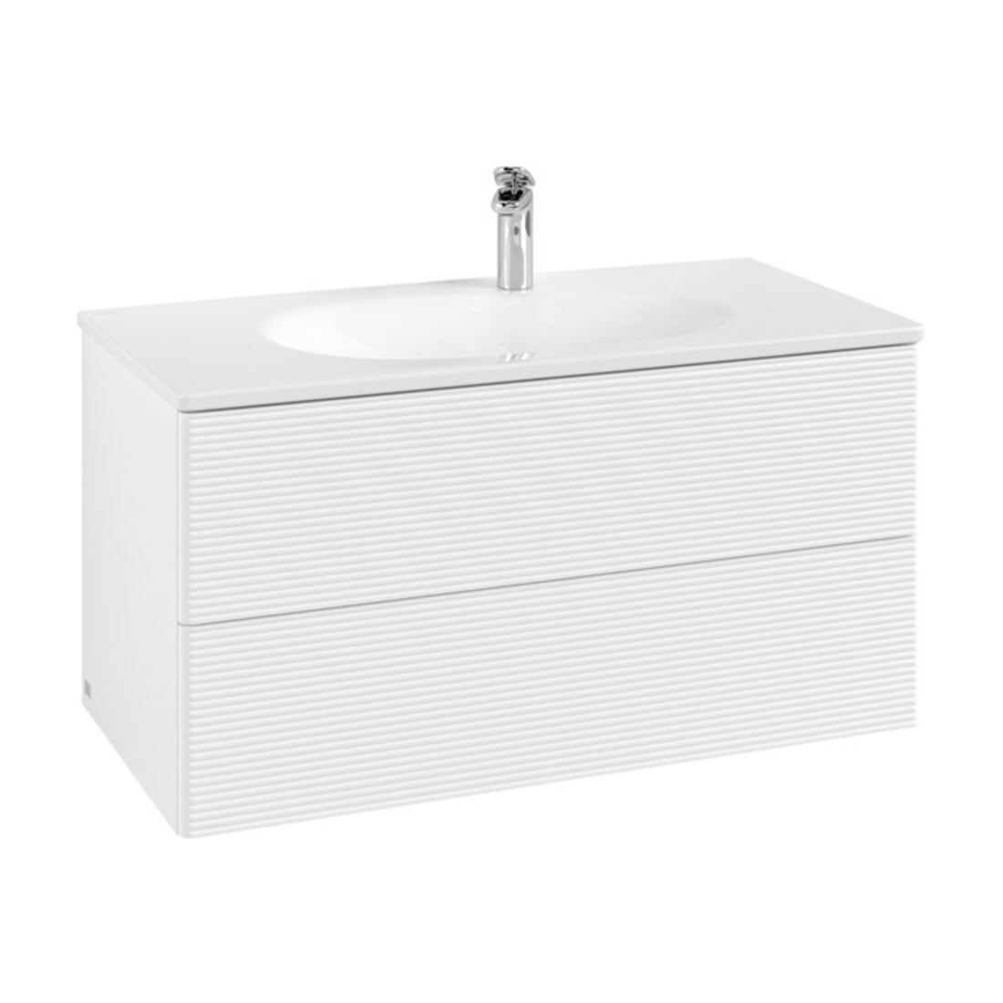 V&B Meuble sous lavabo Antao 98,8x50,4x49,6 cm, avec éclairage tiroir, façade, blanc laqué