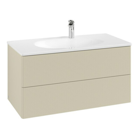V&B Meuble sous lavabo Antao 98,8x50,4x49,6 cm, avec façade, gris mat avec laque