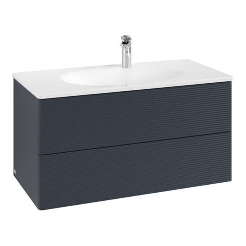 V&B Meuble sous-lavabo Antao 98,8x50,4x49,6cm, avec éclairage tiroir, avec façade, avec laque bleue