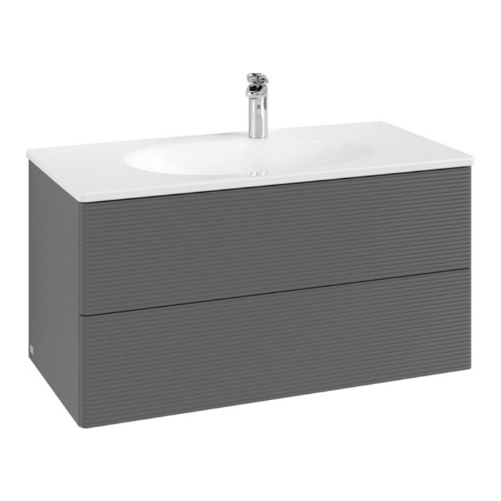 V&B Meuble sous-lavabo Antao 98,8x50,4x49,6cm, avec façade, anthracite mat laqué