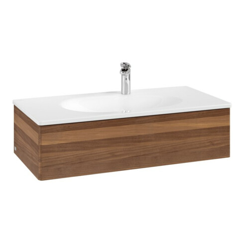 V&B Meuble sous-lavabo Antao avec éclairage tiroir 98,8x25,6x49,3cm, sans façade, noyer chaud