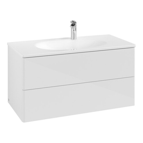 V&B Meuble sous-lavabo Antao avec éclairage tiroir 98,8x50,4x49,6cm, sans façade, blanc brillant lacqué