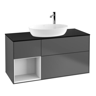 V&B Meuble sous lavabo avec éclairage mural Finion 120 cm, blanc, anthracite