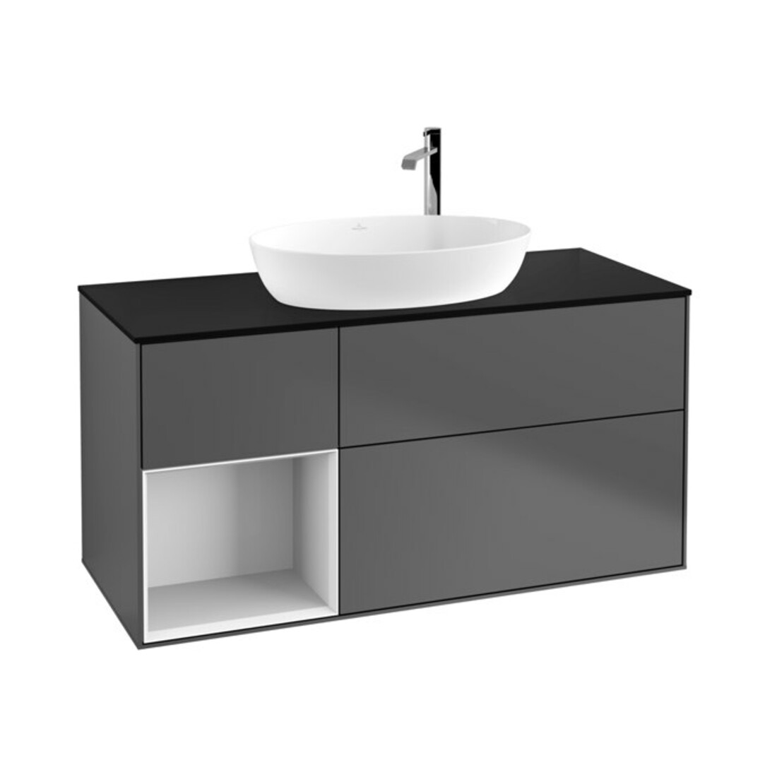 V&B Meuble sous lavabo avec éclairage mural Finion 120 cm, blanc, anthracite