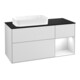 V&B Meuble sous-lavabo avec éclairage mural Finion 120 cm, placage bois, laqué blanc, blanc mat laqué-1