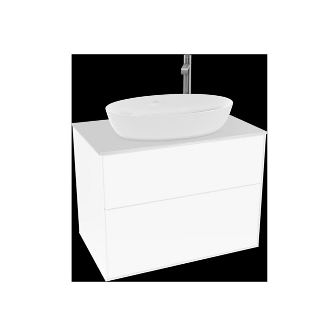 V&B Meuble sous-lavabo avec éclairage mural Finion 80x60,3 cm, plaque de fermeture blanc mat, laqué blanc mat