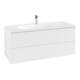 V&B Meuble sous lavabo avec éclairage tiroir Antao 118,8x50,4x49,3cm, face, blanc, laqué-1